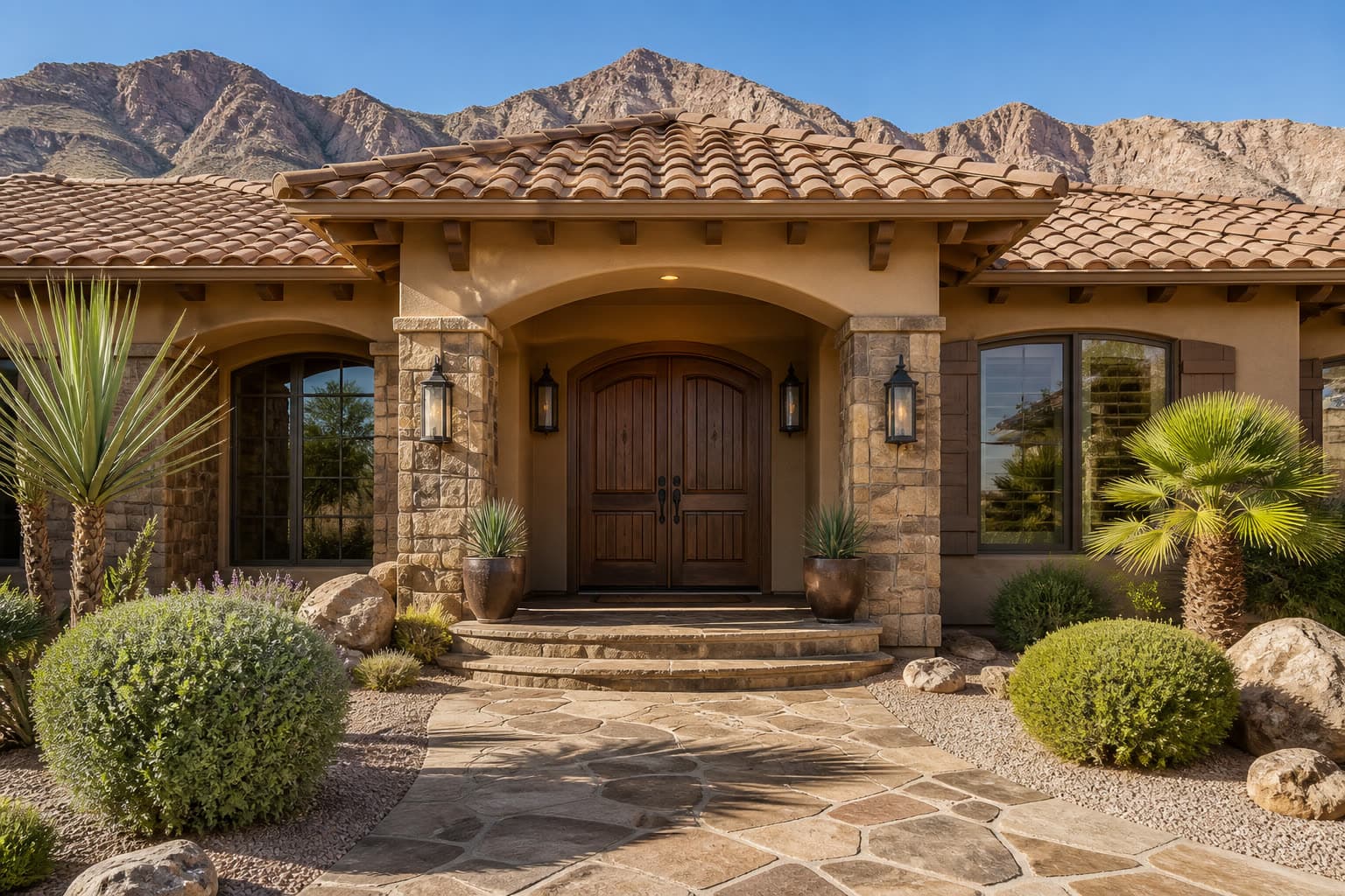 Welcoming front entry of a Las Vegas home for sale
